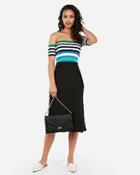 Express Womens Striped Off The Shoulder Tube