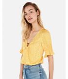 Express Womens Printed Puff Sleeve Ring Cropped Top