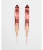 Express Womens Ombre Fringe Colored Rhinestone Earrings