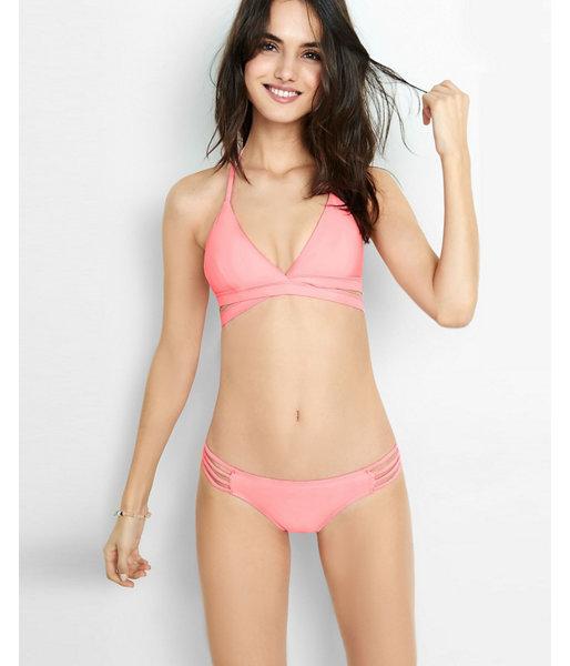 Express Womens Coral Strappy Cheeky Bikini