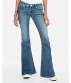 Express Womens Low Rise Thick Stitch Stretch Bell Flare Jeans