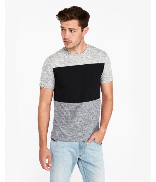 Express Mens Pieced Color Block Crew Neck Tee