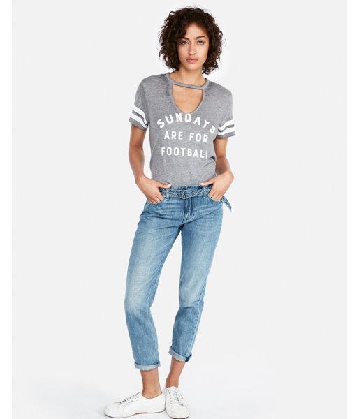 Express Womens Sundays Are For Football Cut-out Choker Tee