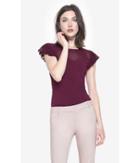 Express Women's Tees Pleated Flutter Sleeve Fitted Tee