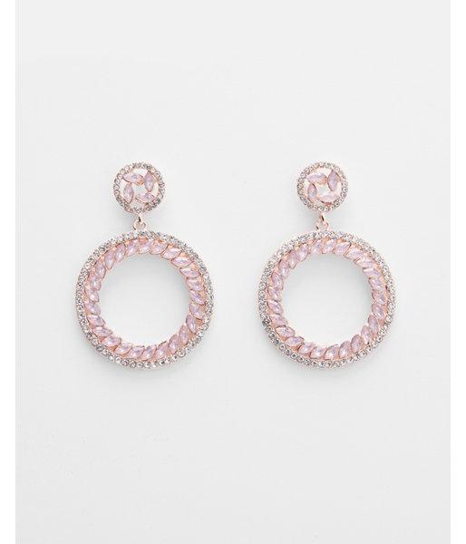 Express Womens Teardrop Stone Double Circle Drop Earrings