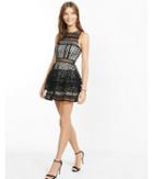 Express Womens Tiered Lace Fit And Flare Dress