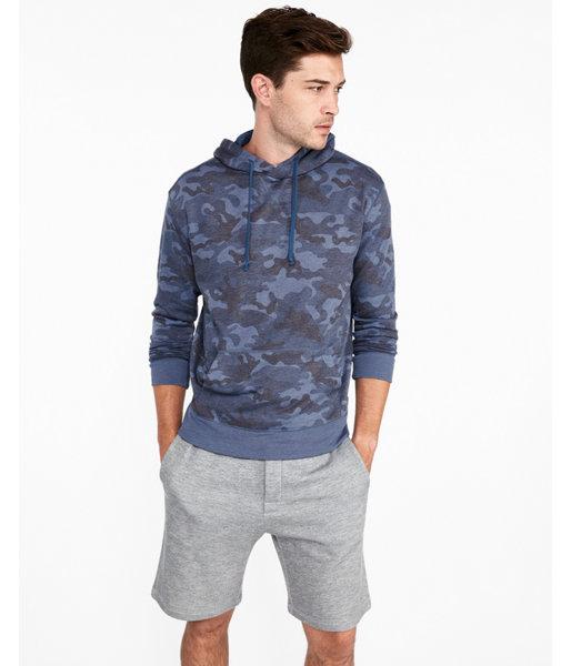 Express Mens Exp Weekend Camo Drop Shoulder Popover Hoodie