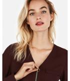 Express Womens Heart Charm Zip Front Chelsea Popover