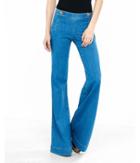 Express Womens Mid Rise Wide Leg Two Button Trouser Jeans
