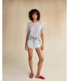 Express Womens Striped Flutter Sleeve Linen-blend Top