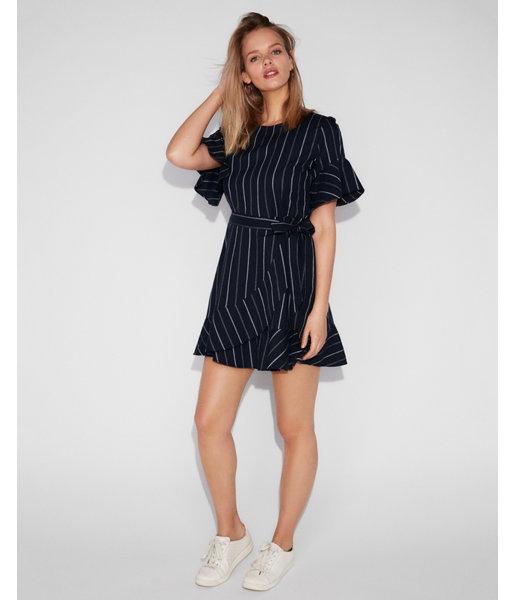 Express Womens Striped Wrap Front Cotton Dress
