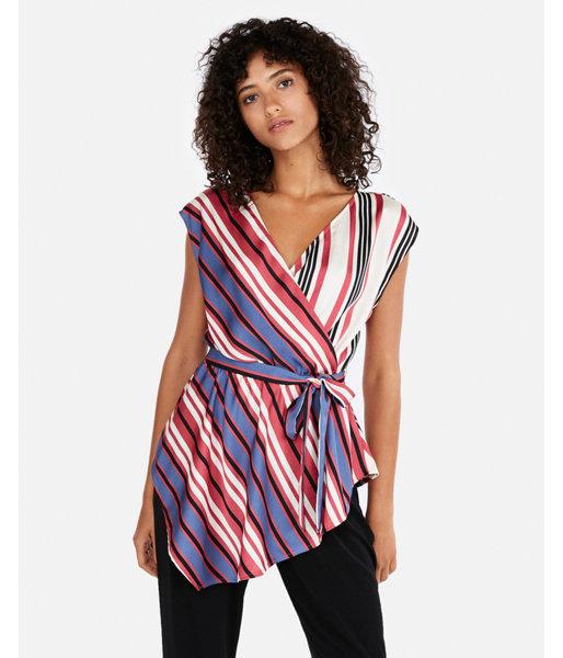 Express Womens Striped Asymmetrical Top