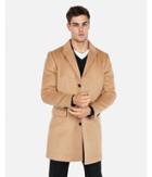 Express Mens Camel Recycled Wool-blend Topcoat