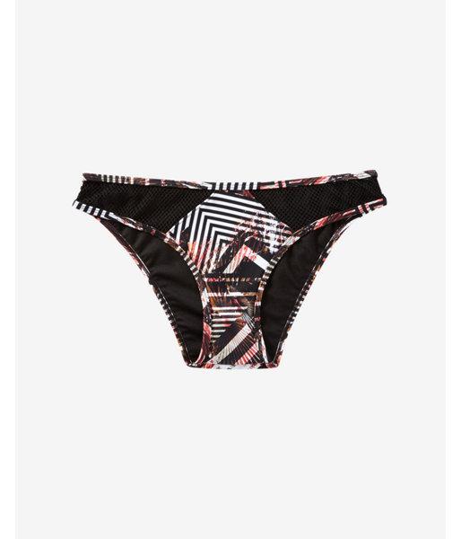 Express Womens Low Rise Print Punch Mesh Inset Bikini Bottom