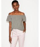 Express Womens Gingham Off The Shoulder Ruffle