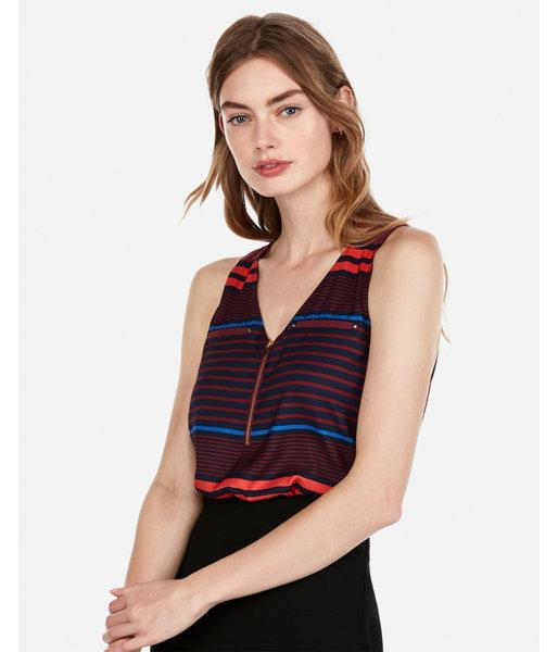 Express Womens Striped Zip Front Hudson Tank