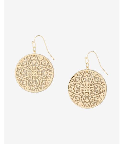 Express Womens Round Glitter Filigree Drop Earrings