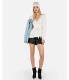 Express Womens Solid Asymmetrical Wrap Top
