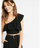 Express One Shoulder Ruffle Cropped Top