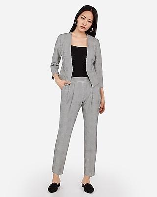 Express Womens Mid Rise Houndstooth Print Pull-on Ankle Pant