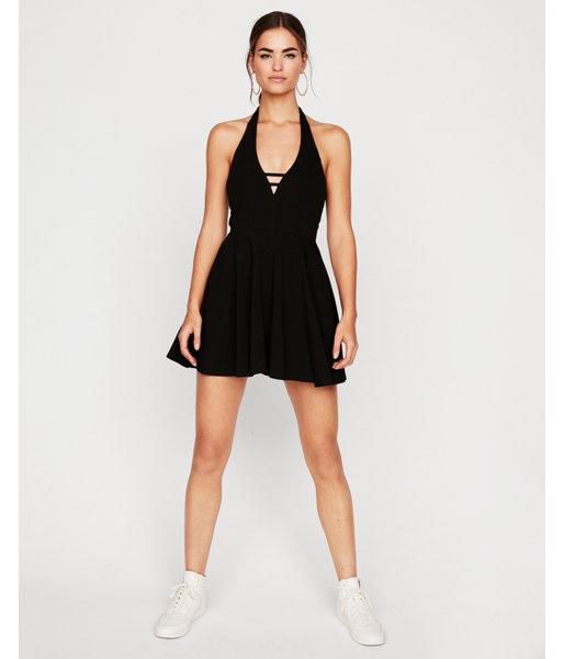 Express Womens Halter Neck Fit And Flare
