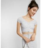 Express Fitted Marled Ruched Front Cropped