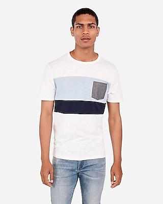 Express Mens Chest Stripe Slub Crew Neck T-shirt