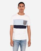 Express Mens Chest Stripe Slub Crew Neck T-shirt