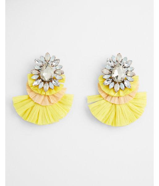 Express Womens Tiered Stone Statement Earrings