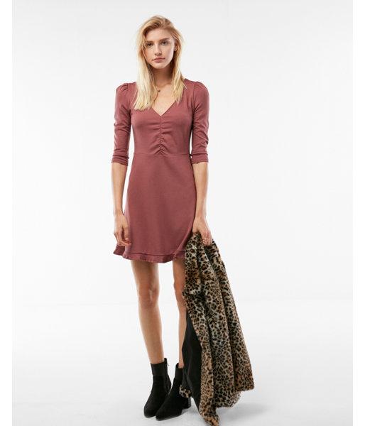 Express Womens V-neck Ruffle Hem Fit And Flare Dress