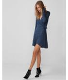 Express Womens Striped Blue Wrap Dress