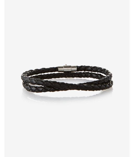 Express Mens Braided Leather Wrap Bracelet