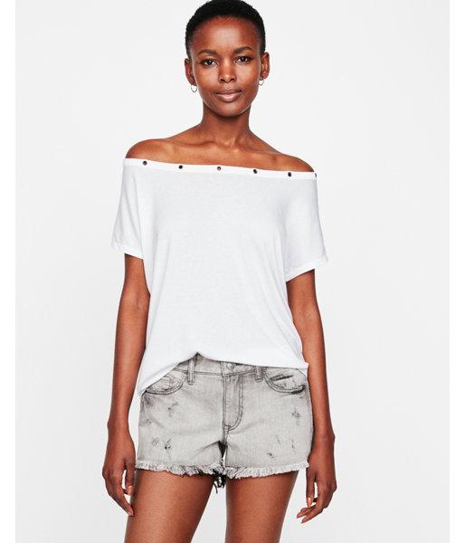 Express Womens Low Rise Distressed Denim Cutoff Original
