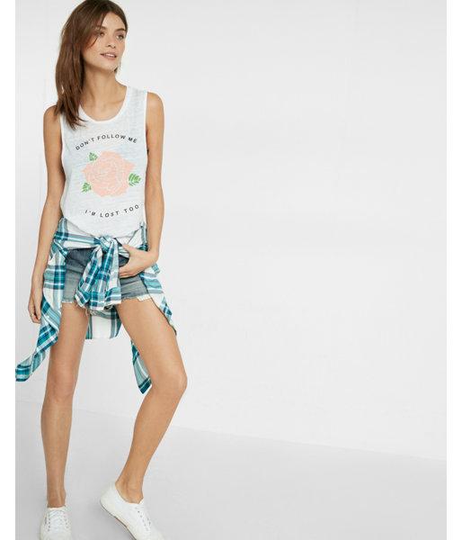 Express Womens Express One Eleven Don't Follow Me Graphic Tank