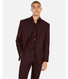 Express Mens Slim Burgundy Oxford Stretch Wool- Blend