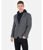 Express Mens Slim Grey Double Knit Micropattern Blazer