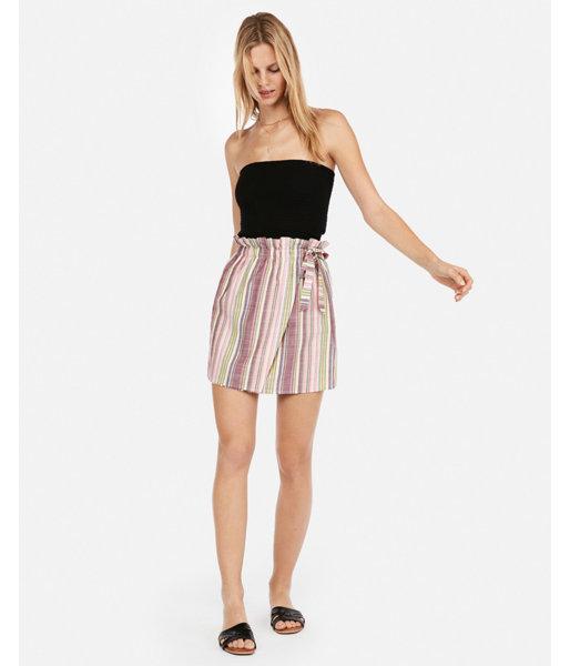 Express Womens Super High Waisted Stripe Side Tie