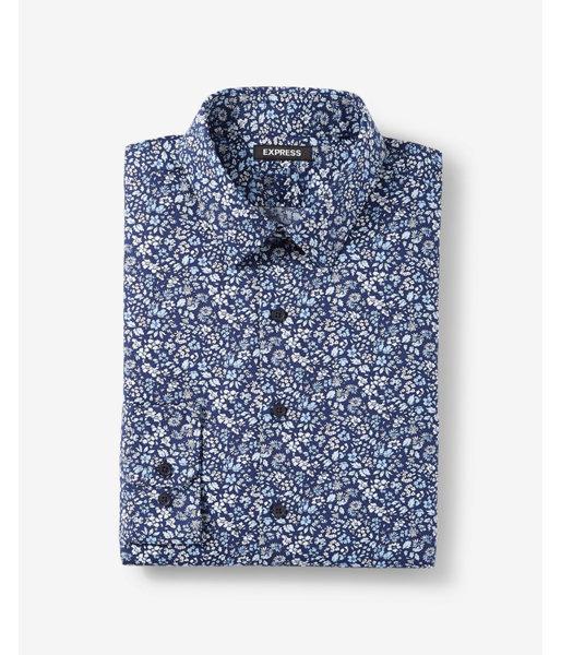 Express Mens Extra Slim Fit Floral Print Cotton Dress