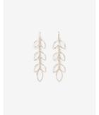 Express Womens Cut-out Rhinestone Leaf Drop Earrings