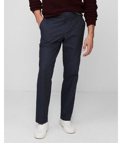 Express Mens Relaxed Navy Stretch Cotton Twill Dress Pant