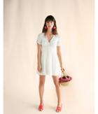 Express Womens Ruched Sleeve Fit And Flare Dress