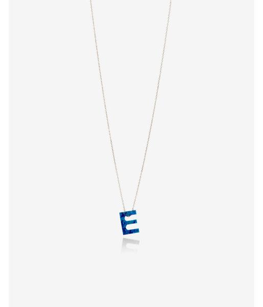 Express Womens Opal Block E Initial Necklace