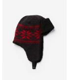 Express Mens Red Fair Isle Trapper Hat