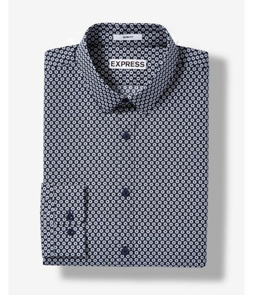 Express Mens Extra Slim Fit Geometric Dot Cotton Dress