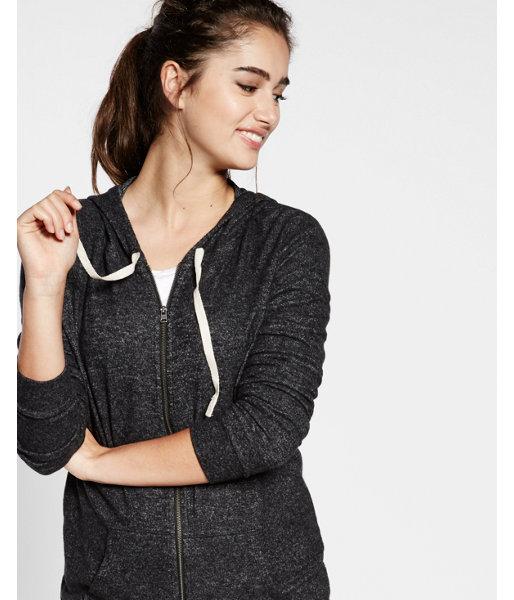 Express Womens Express One Eleven Plush Jersey Zip Hoodie