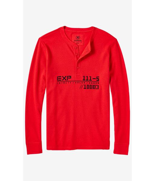 Express Men's Tees Red Waffle Exp 111-5 Graphic Henley