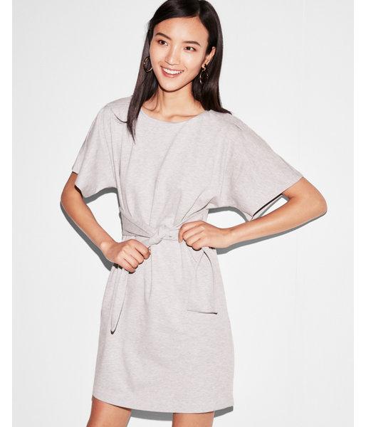 Express Womens Petite Heathered Tie Front Dolman Dress