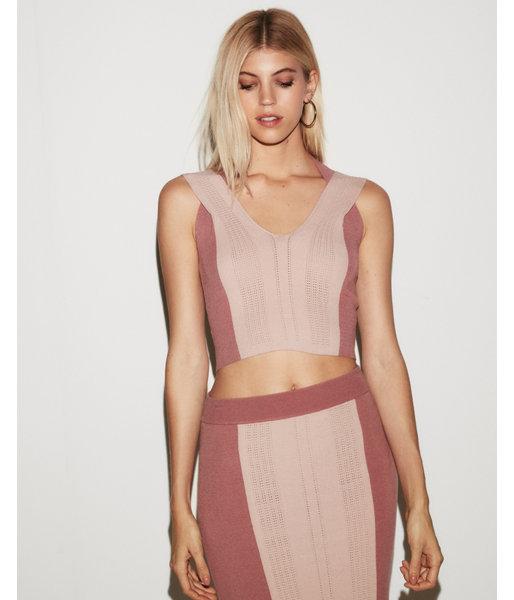 Express Womens Pink Color Block Stretch Halter