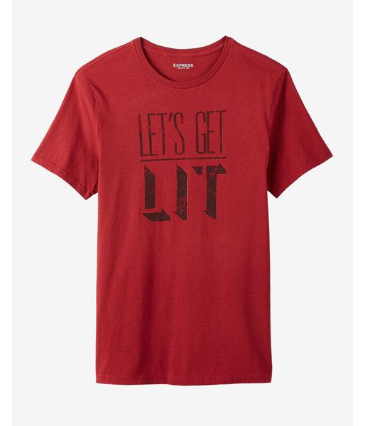 Express Lets Get Lit Crew Neck Graphic Tee