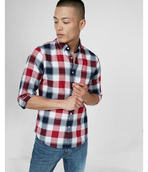 Express Soft Wash Plaid Button-down